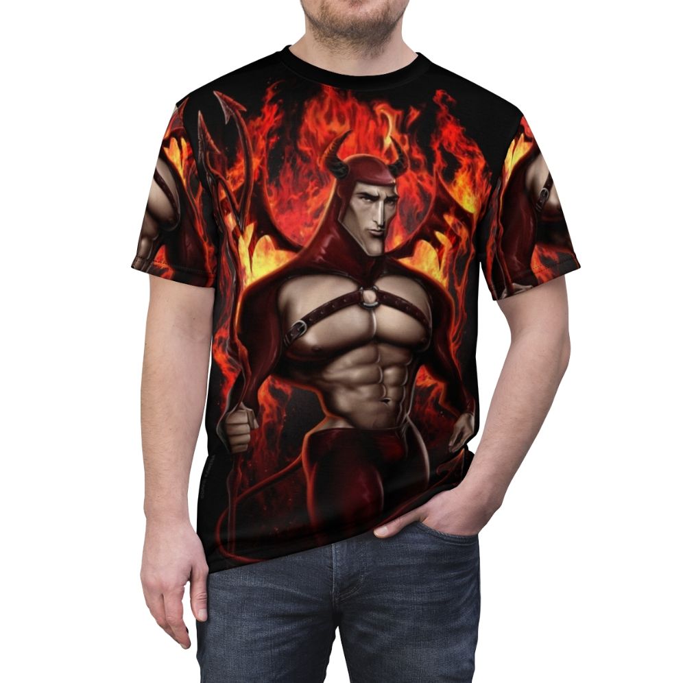 Heroes-inspired graphic t-shirt with vibrant all-over print design - men front