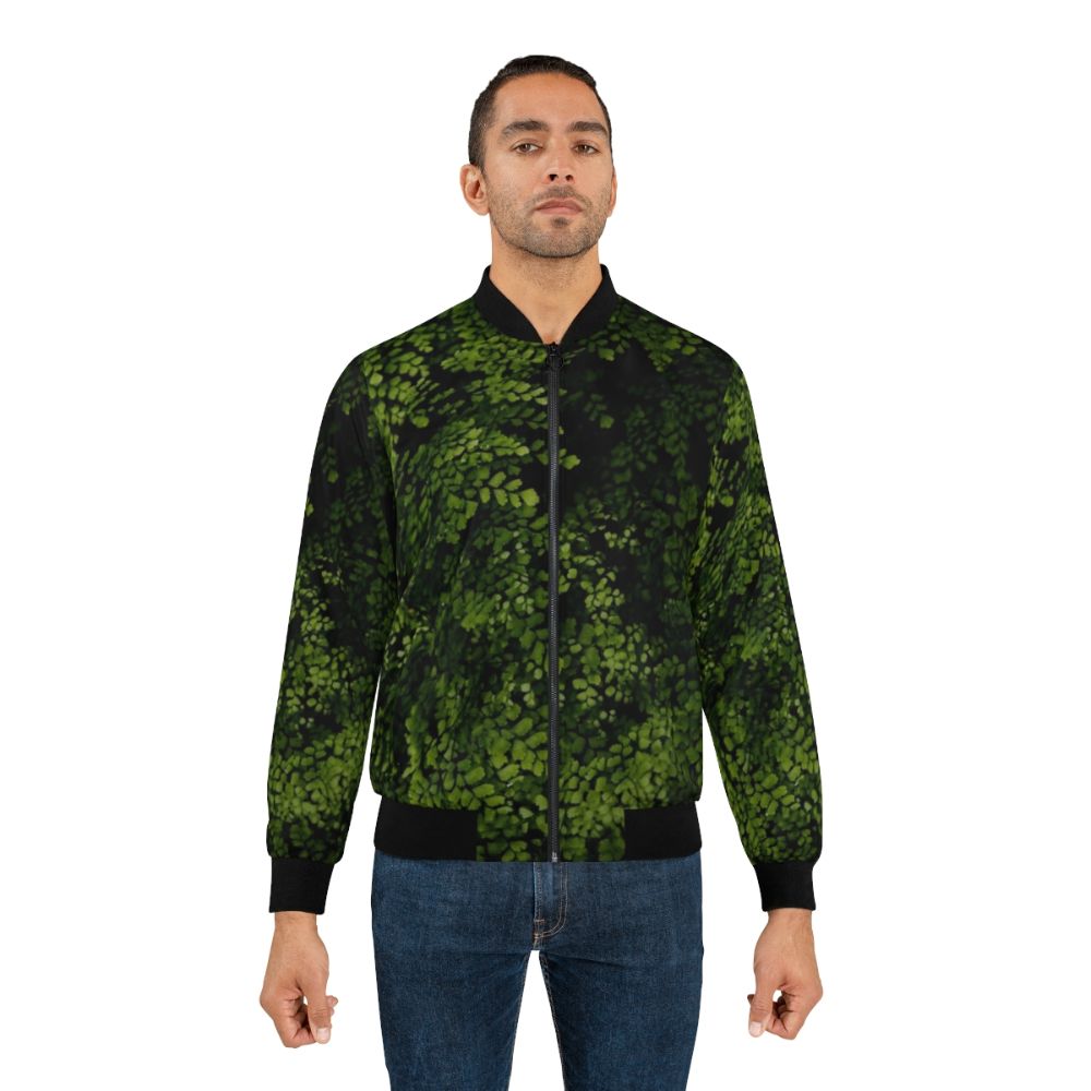 Tropical leaves bomber jacket with lush greenery and natural elements - Lifestyle