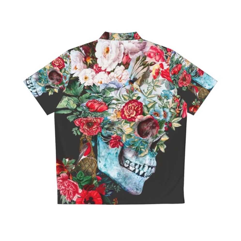 Momento Mori Hawaiian Shirt with Skull and Floral Print - Back