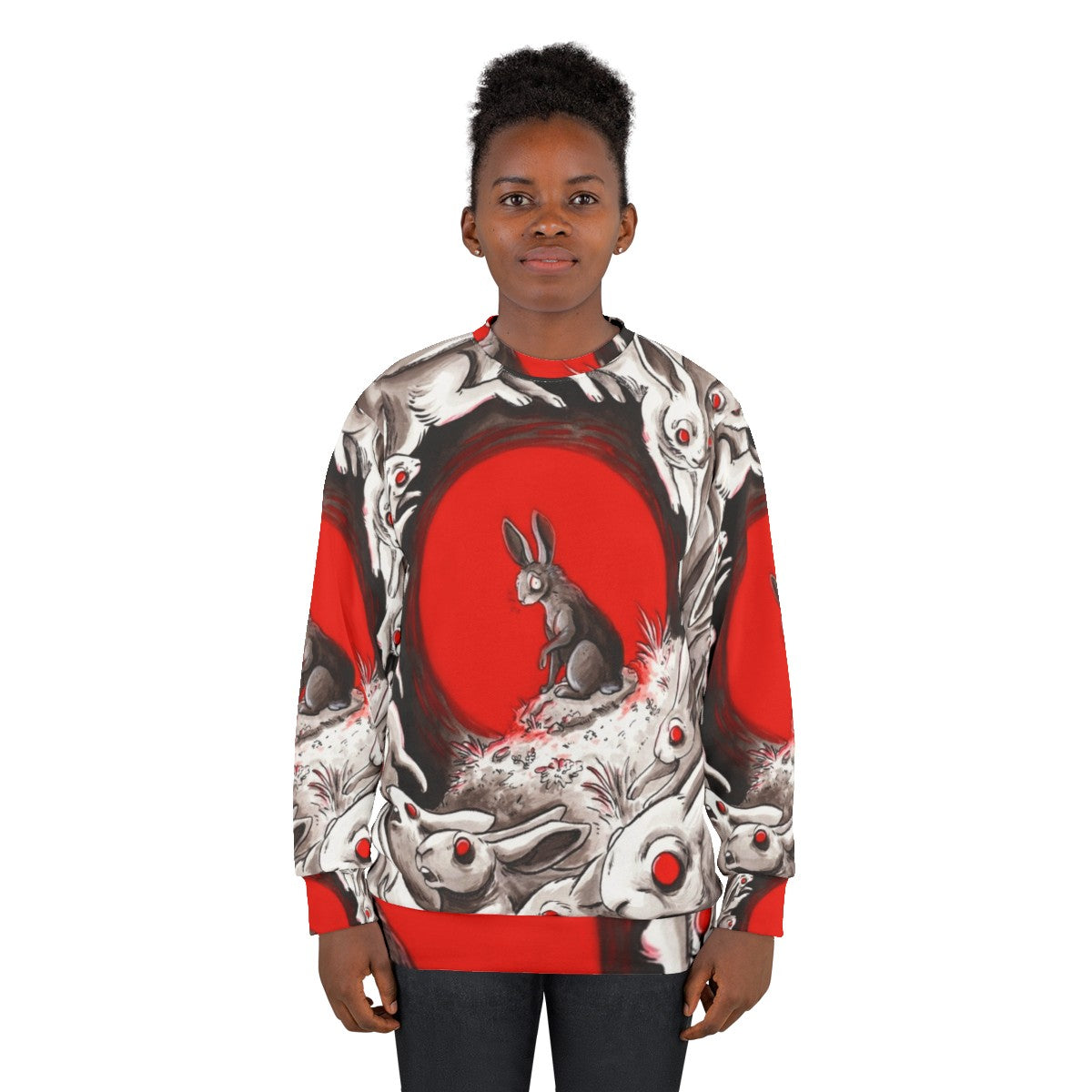 Watership Down inspired sweatshirt with rabbit characters Fiver and Hazel - women