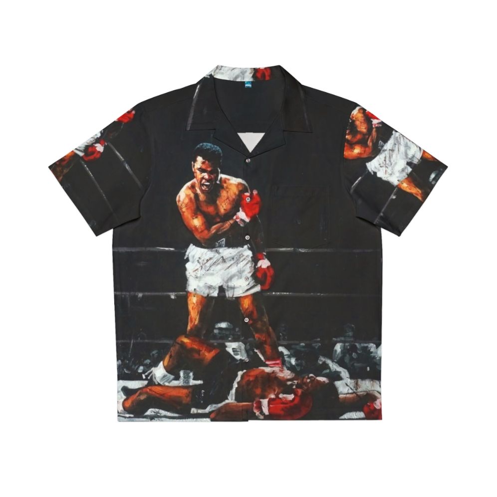 Vintage Hawaiian shirt featuring Muhammad Ali's knockout of Sonny Liston