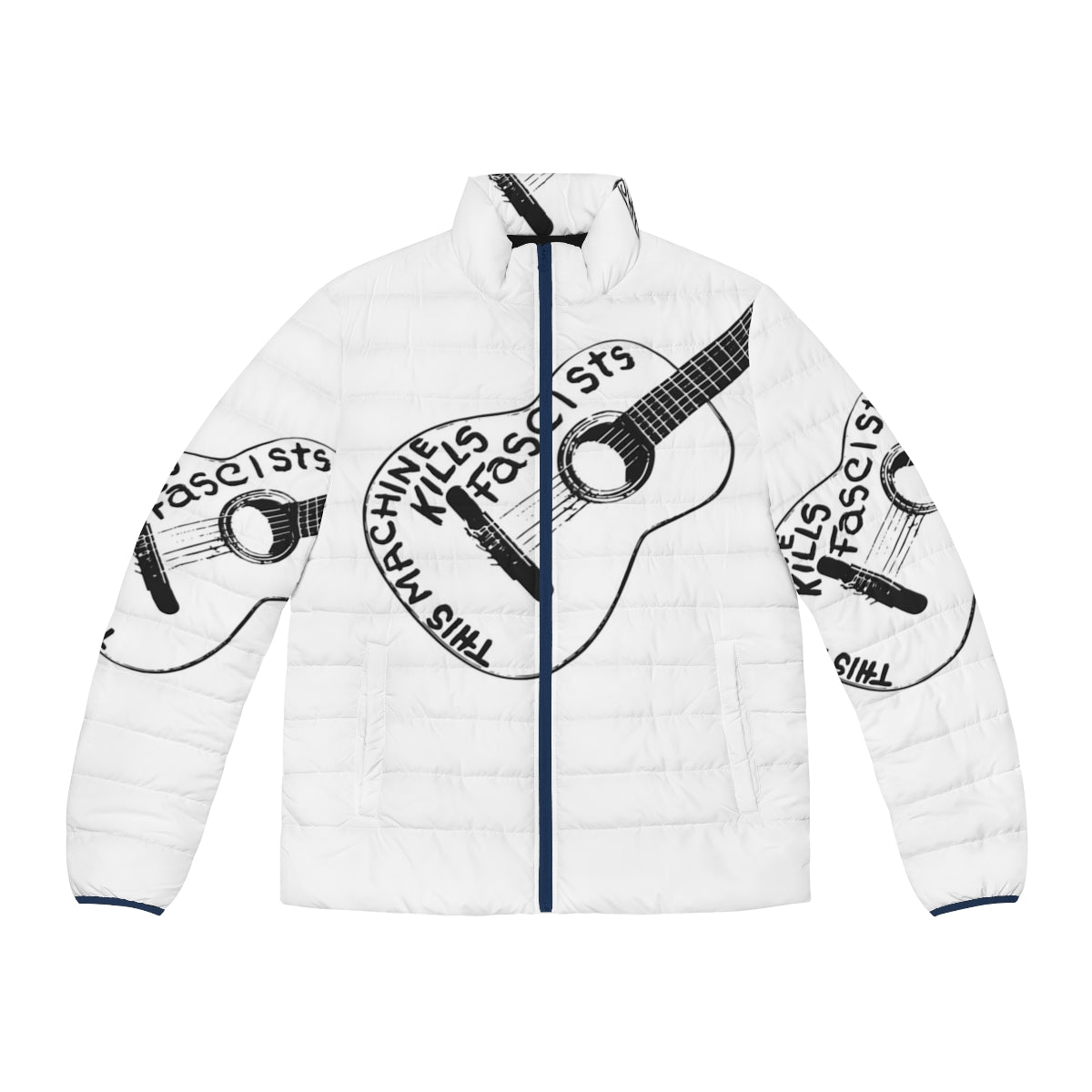 Woody Guthrie inspired "This Machine Kills Fascists" puffer jacket