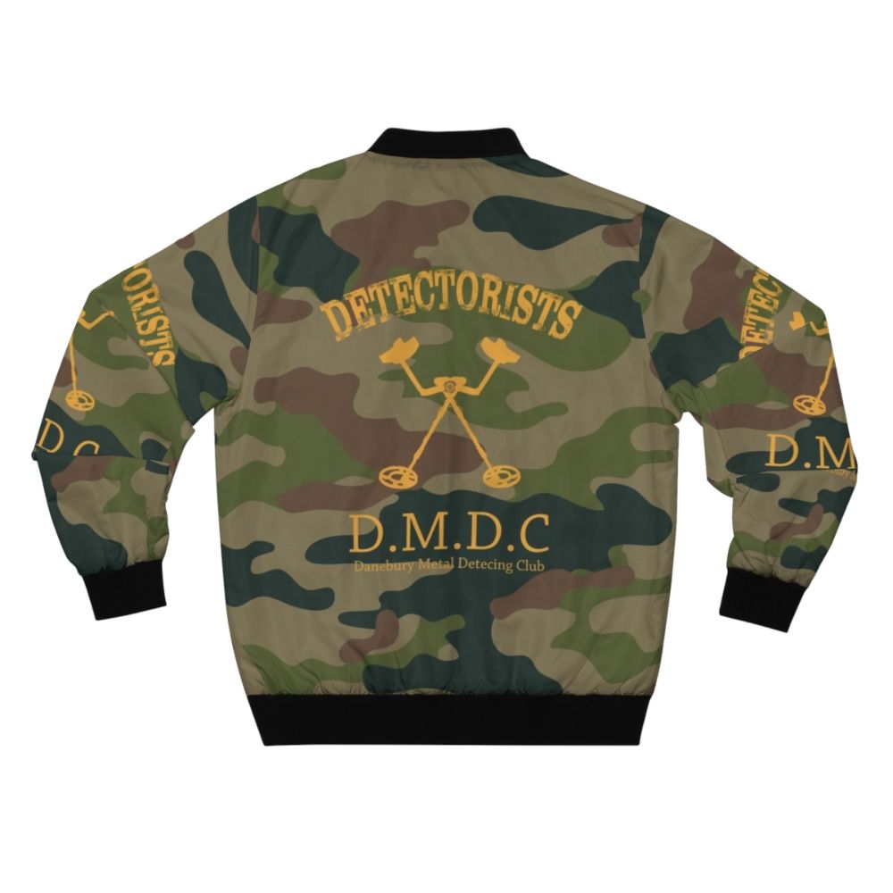 Detectorists Camo Bomber Jacket featuring the iconic Danebury Metal Detecting Club logo - Back