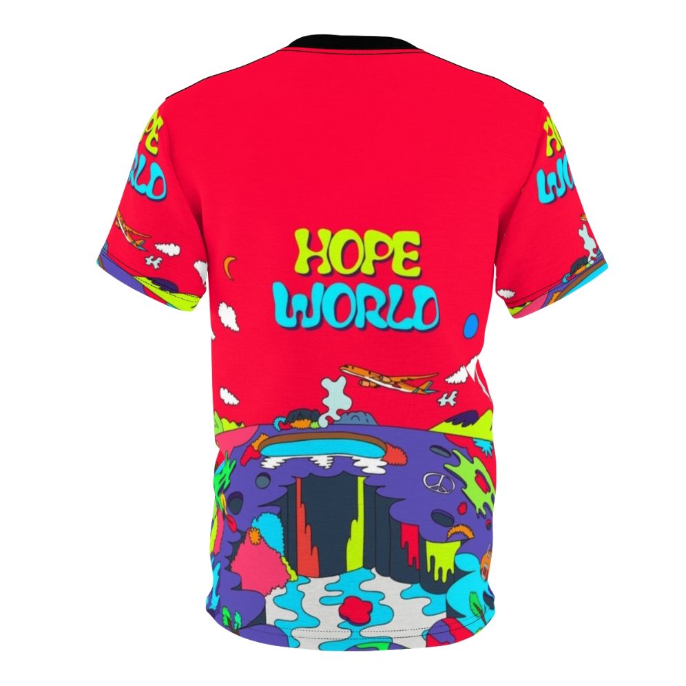 Fashionable AOP t-shirt featuring BTS member J-Hope's "Hope World" artwork - Back