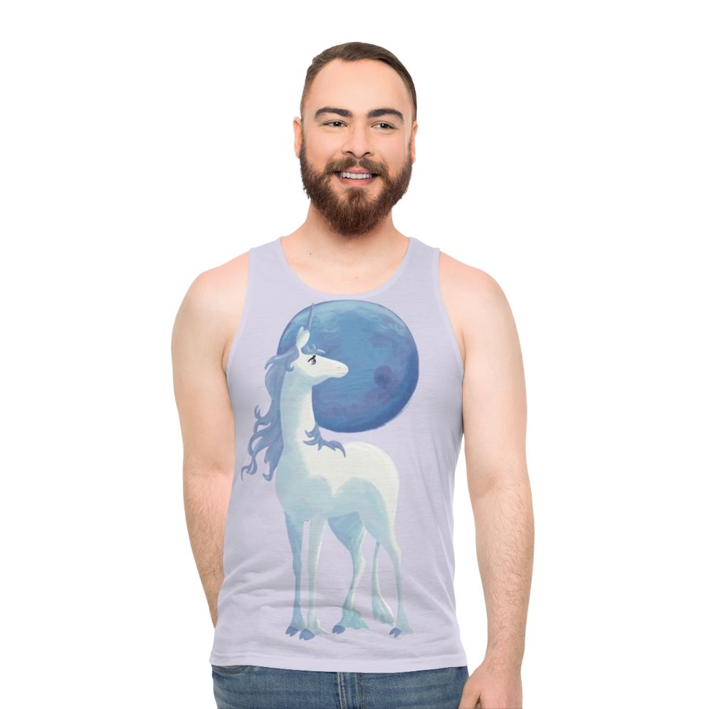 The Last Unicorn Unisex Tank Top featuring a mythical unicorn - men