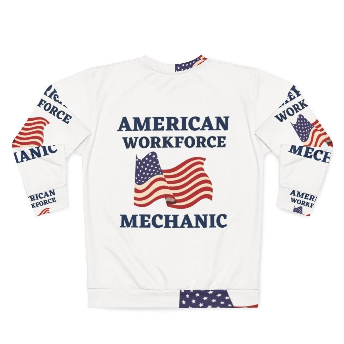 American Workforce Mechanic Sweatshirt with Patriotic American Flag Design - Back