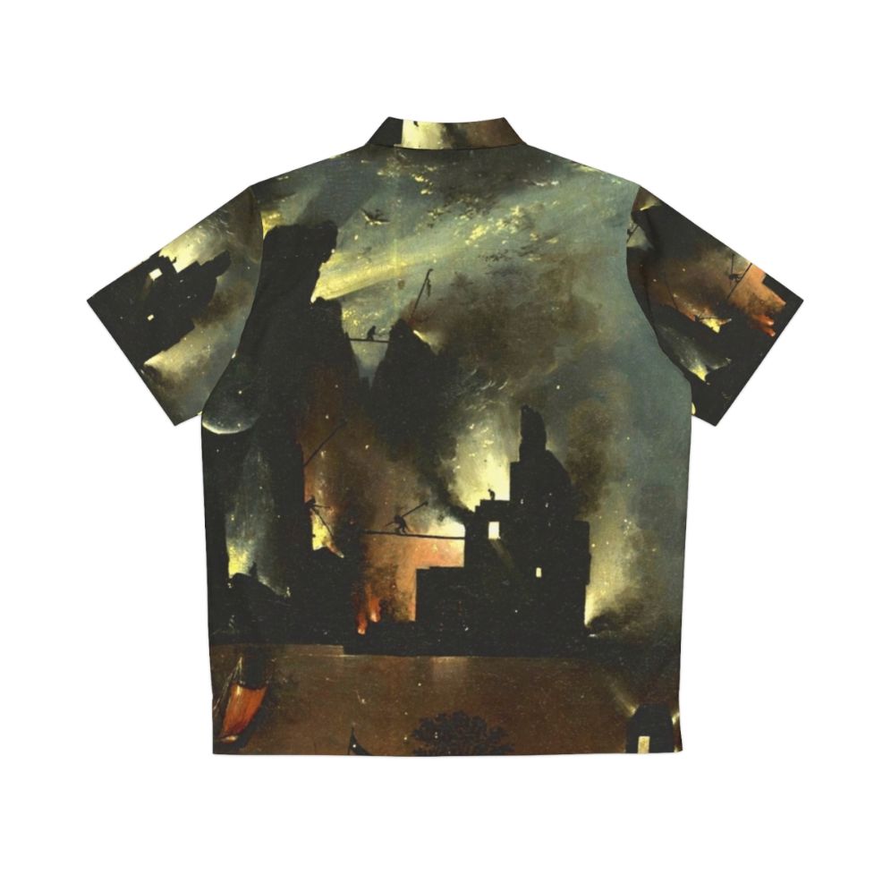 Hieronymus Bosch inspired Hawaiian shirt featuring surreal, medieval-style landscape - Back