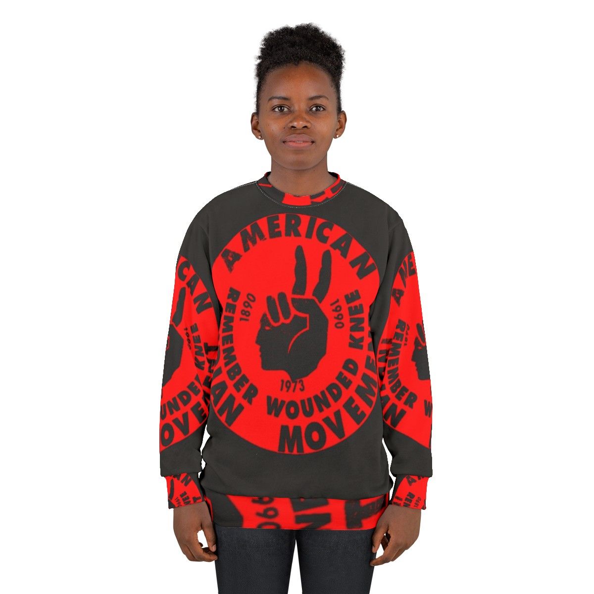 Aim American Indian Movement Sweatshirt with Native American Activism Design - women