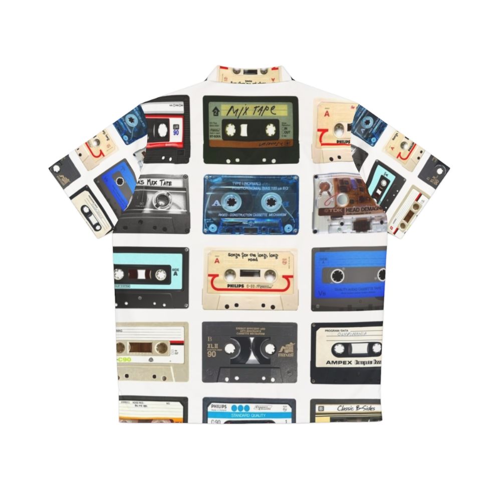 Retro Music Hawaiian Shirt with 80s Inspired Cassette Tape and Boombox Design - Back