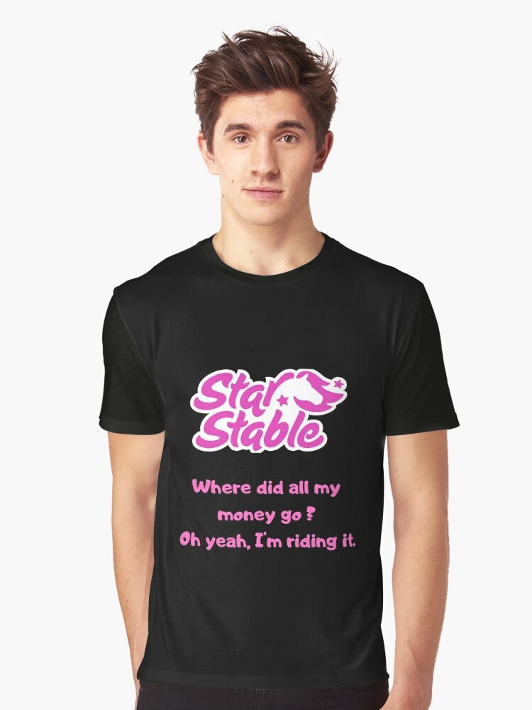 Star Stable horse game graphic t-shirt design featuring a quote or meme - Men