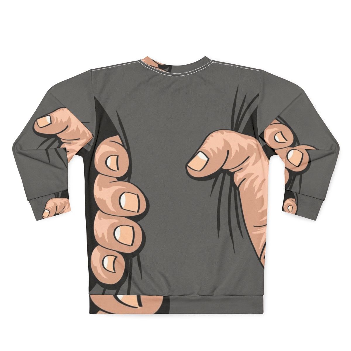 Big Hand Squeezing Sweatshirt - Funny Oversized Hand Graphic Tee - Back