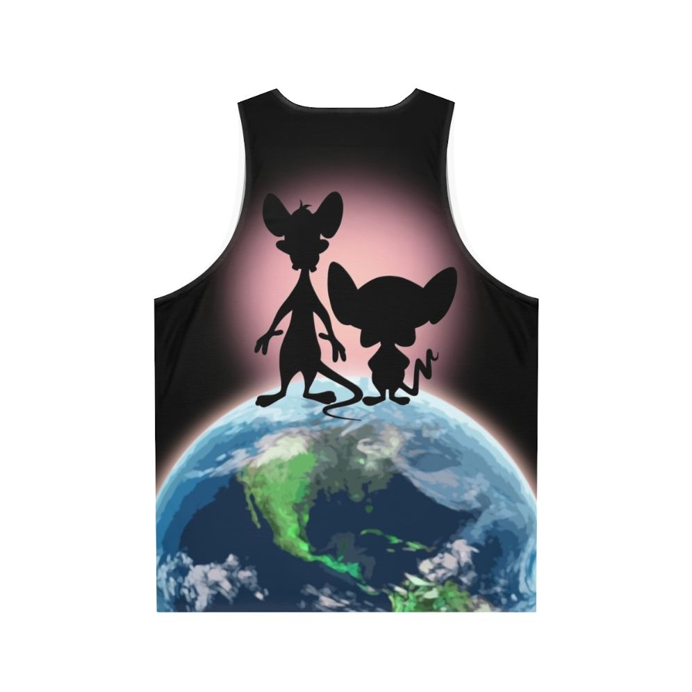 Unisex "Take Over the World" Tank Top with Cartoon Characters - Back