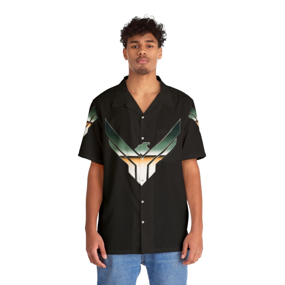 House Atreides Chrome Symbol Hawaiian Shirt featuring Dune movie design - People Front