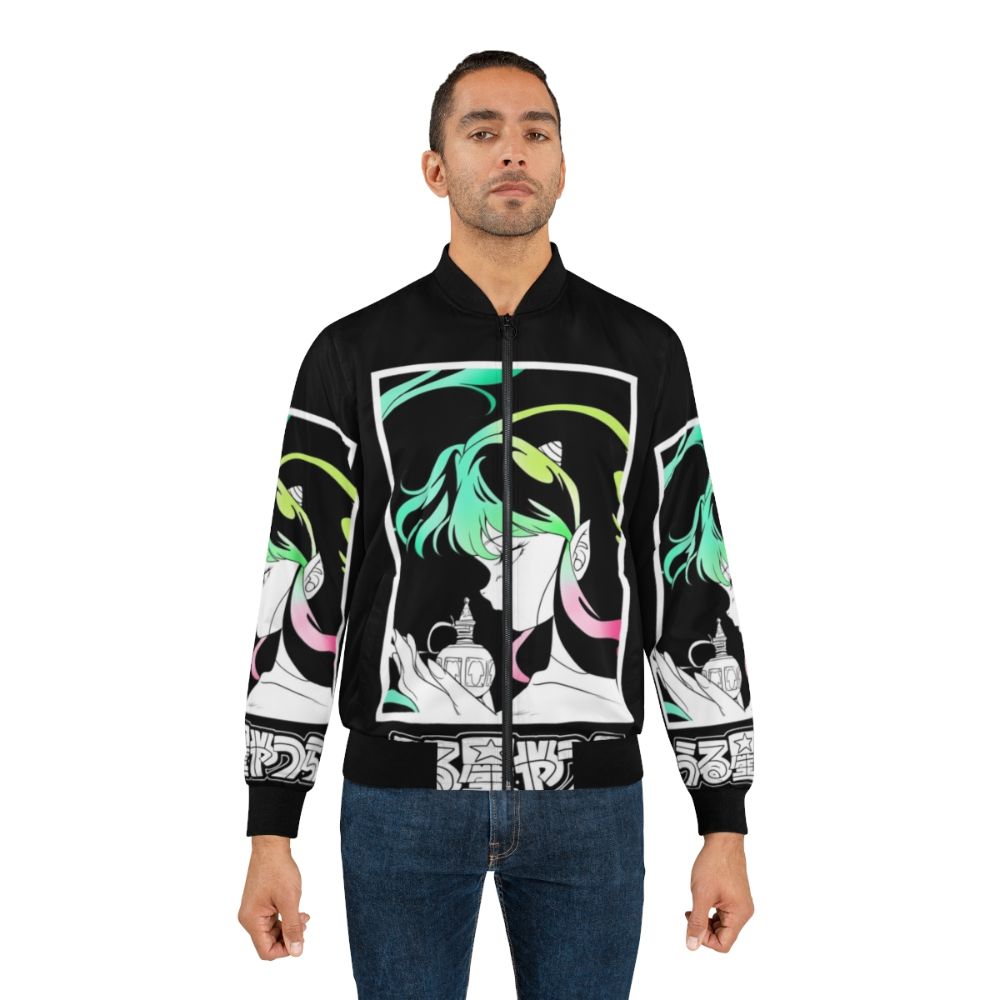 Retro anime inspired URUSEI YATSURA bomber jacket with Lamu and Rumiko Takahashi characters - Lifestyle