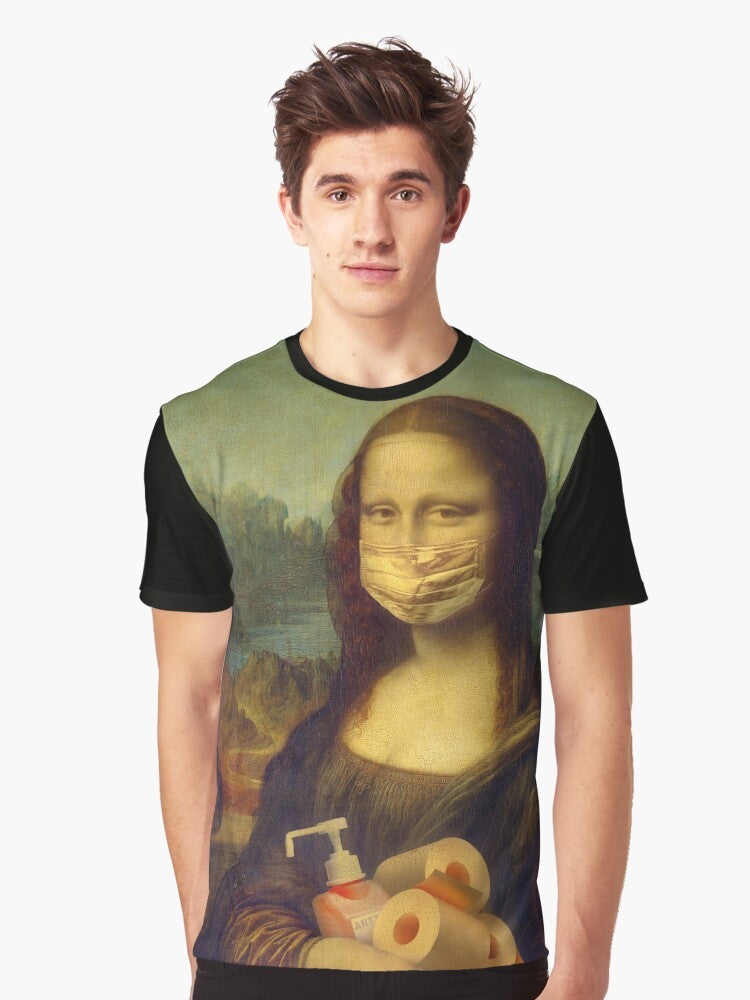 Covid-19 themed Mona Lisa comic graphic t-shirt - Men