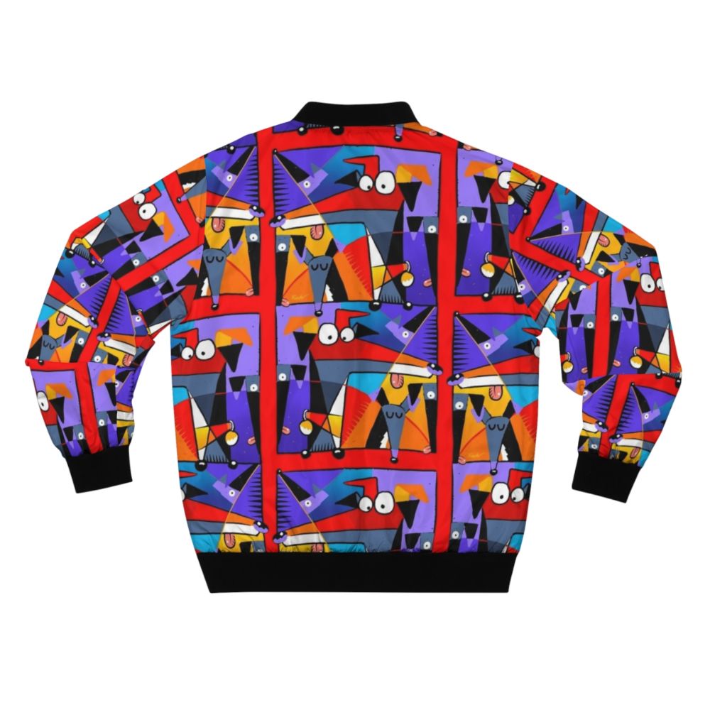 Derpism cartoon dog bomber jacket designed by Rich Skipworth - Back