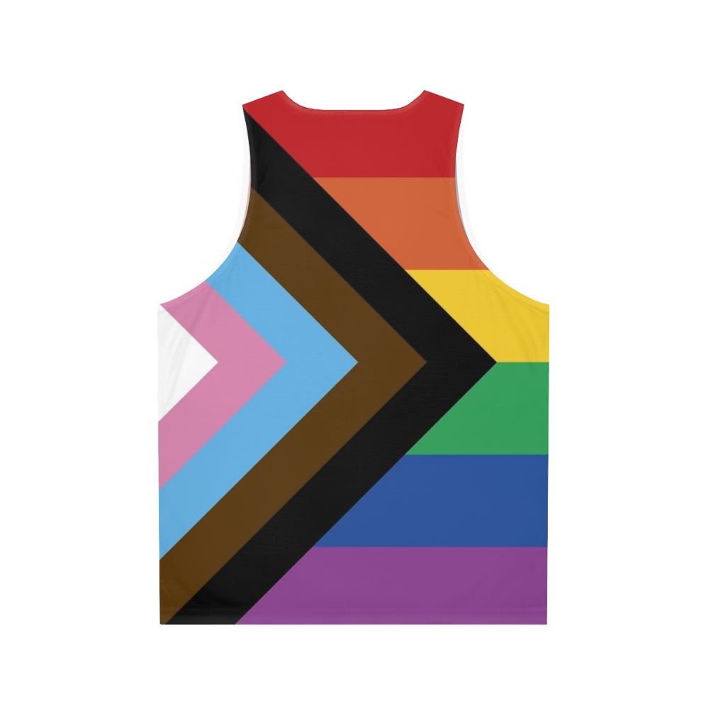 Unisex tank top with progress pride flag design - Back