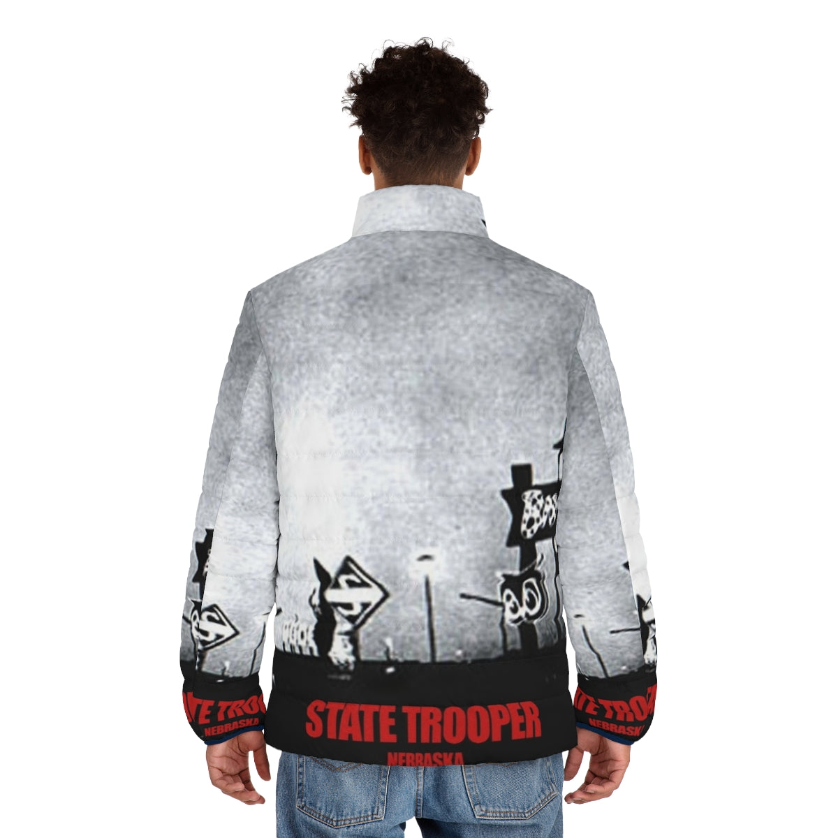 Nebraska State Trooper Puffer Jacket - Vintage Bruce Springsteen Inspired Outerwear - men back