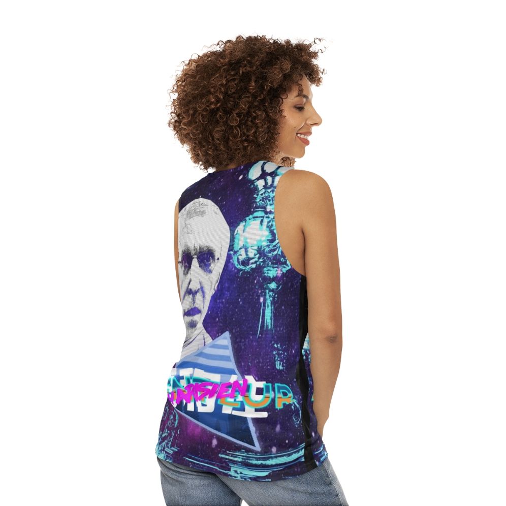 Vaporwave Unisex Tank Top with Henry De Lesquen and Yugissou Design - women back