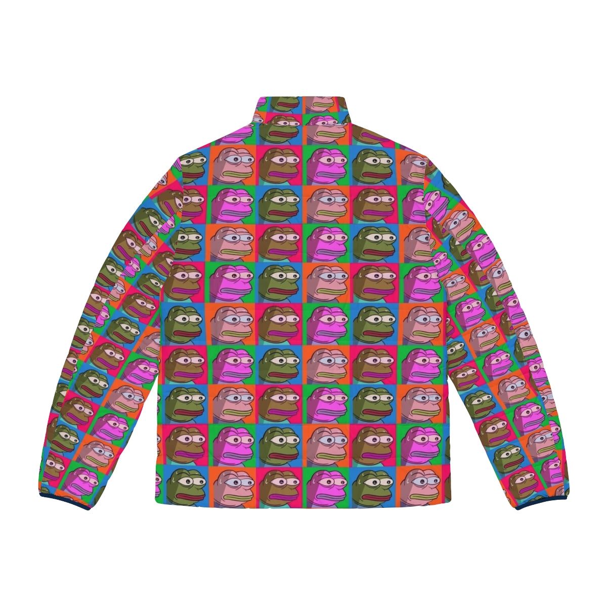 Monkas Warhol Puffer Jacket featuring Twitch emotes and pop art design - Back