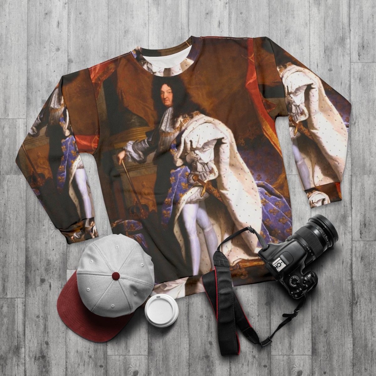 Hyacinth Rigaud Louis XIV King Sun Baroque Painting Art Sweatshirt - flat lay