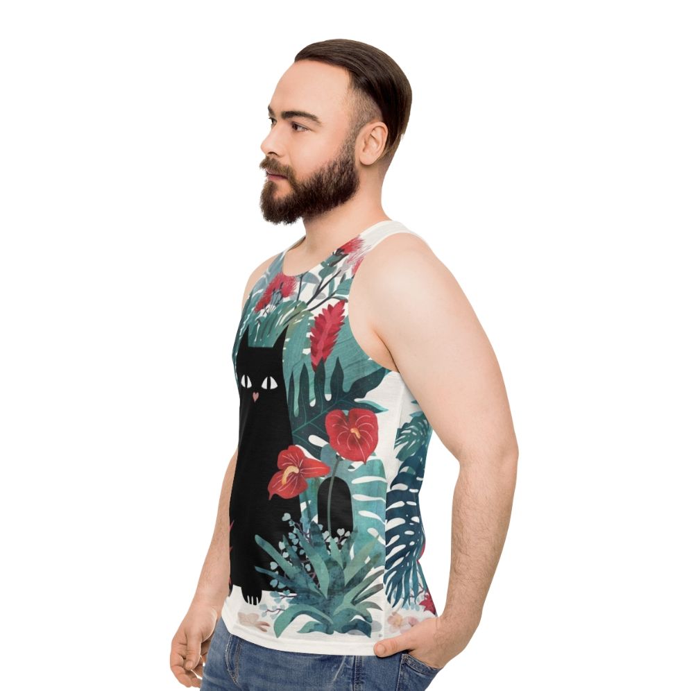 Unisex Hawaiian Floral Tank Top - men side