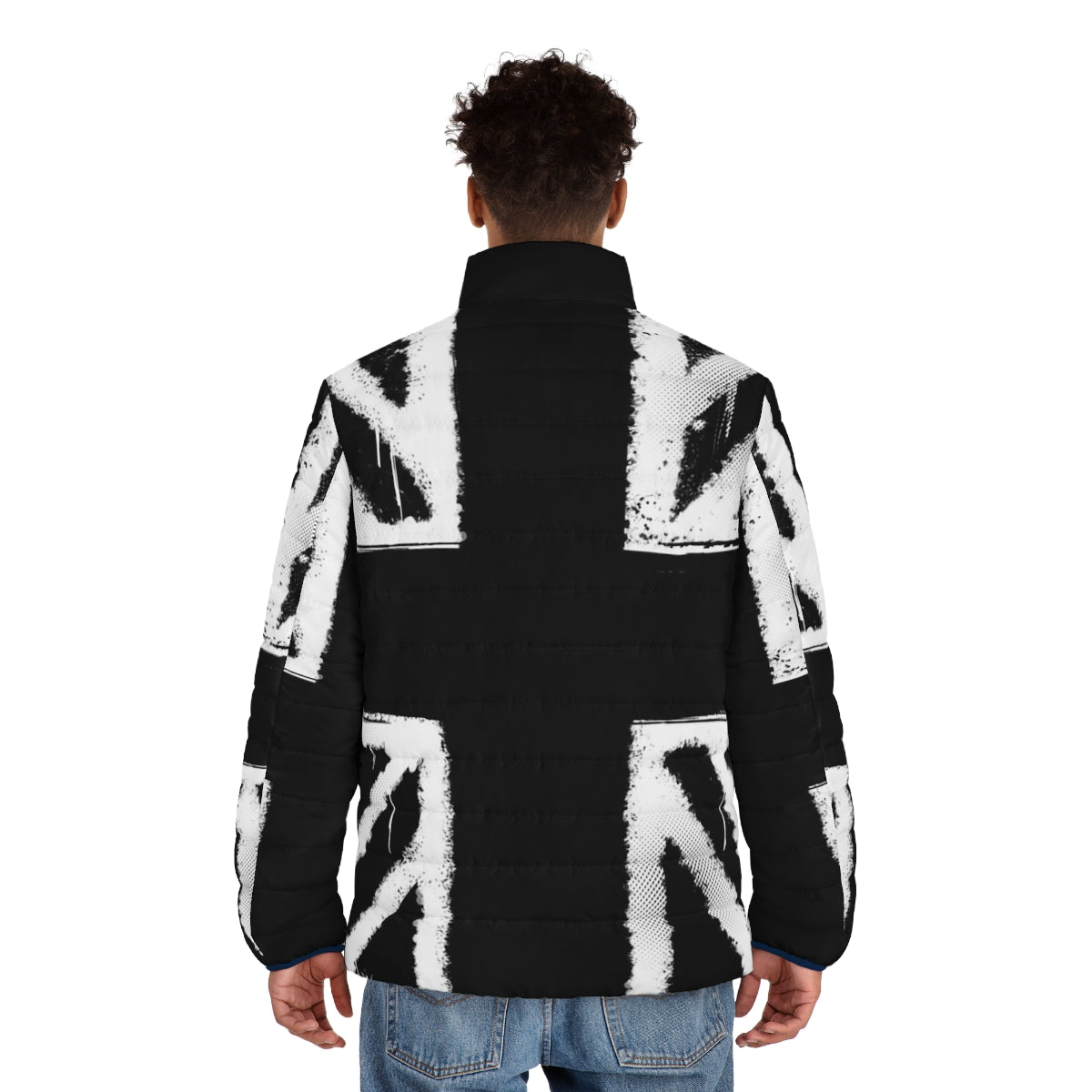 Stormzy Glastonbury puffer jacket with union jack and graffiti design - men back