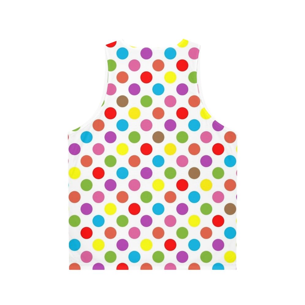 Vibrant rainbow polka dot unisex tank top - Back