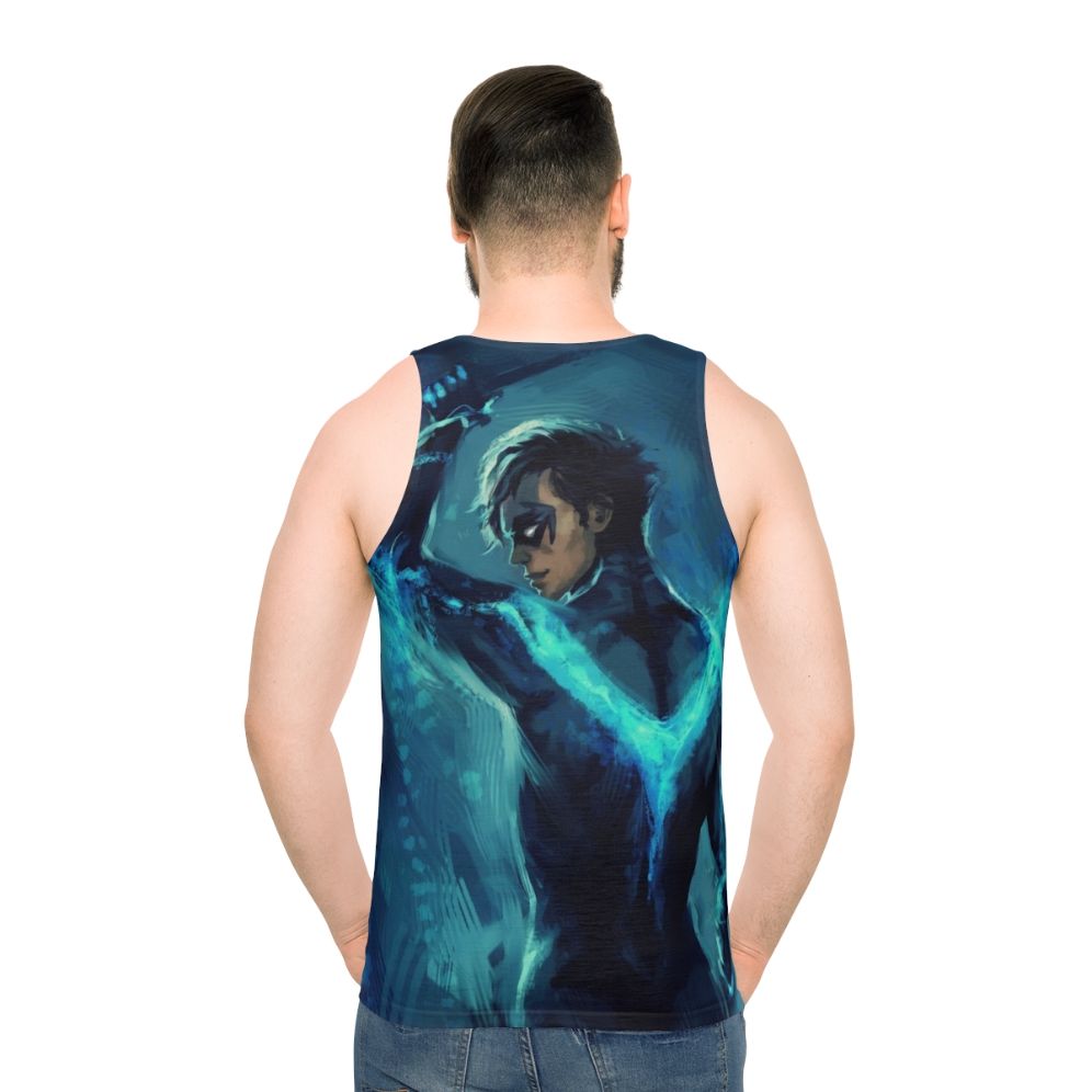 Nightwing superhero unisex blue tank top - men back