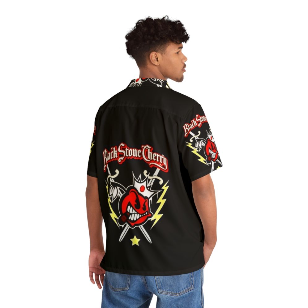 Black Stone Logo Hawaiian Shirt for Hard Rock Music Lovers - People Back