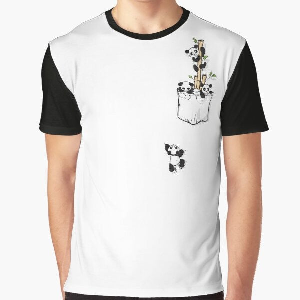 Cute pocket pandas vector graphic design on a t-shirt