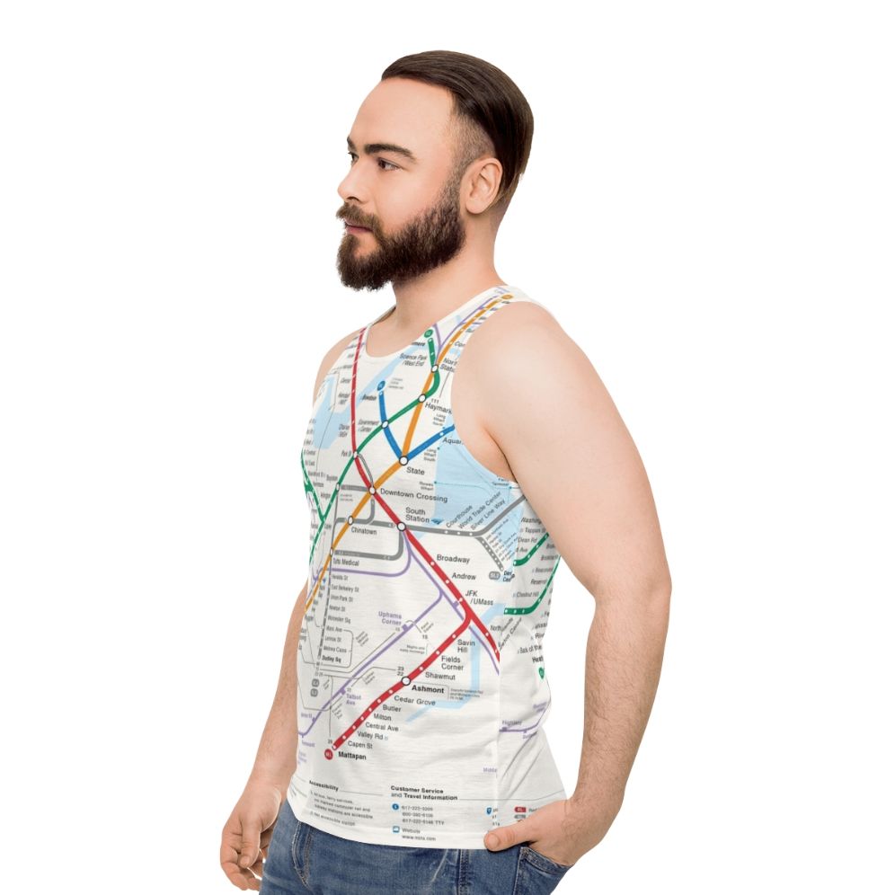 Boston transportation map unisex tank top - men side