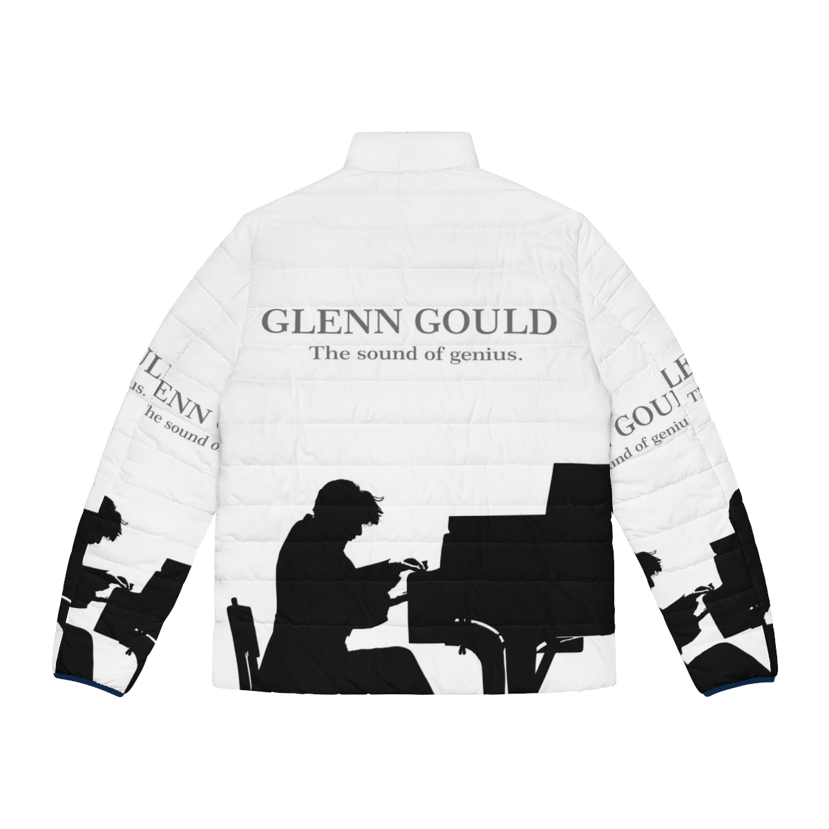 Glenn Gould, a renowned classical pianist, playing the piano in a puffer jacket. - Back