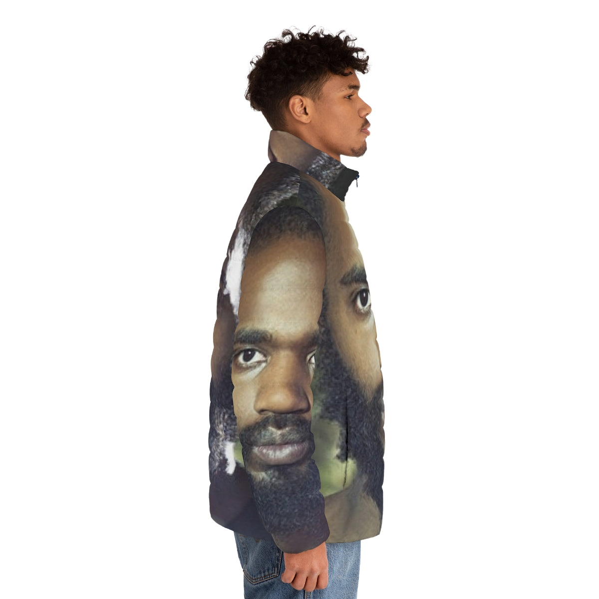 MC Ride Death Grips Puffer Jacket featuring iconic face graphic - men side right