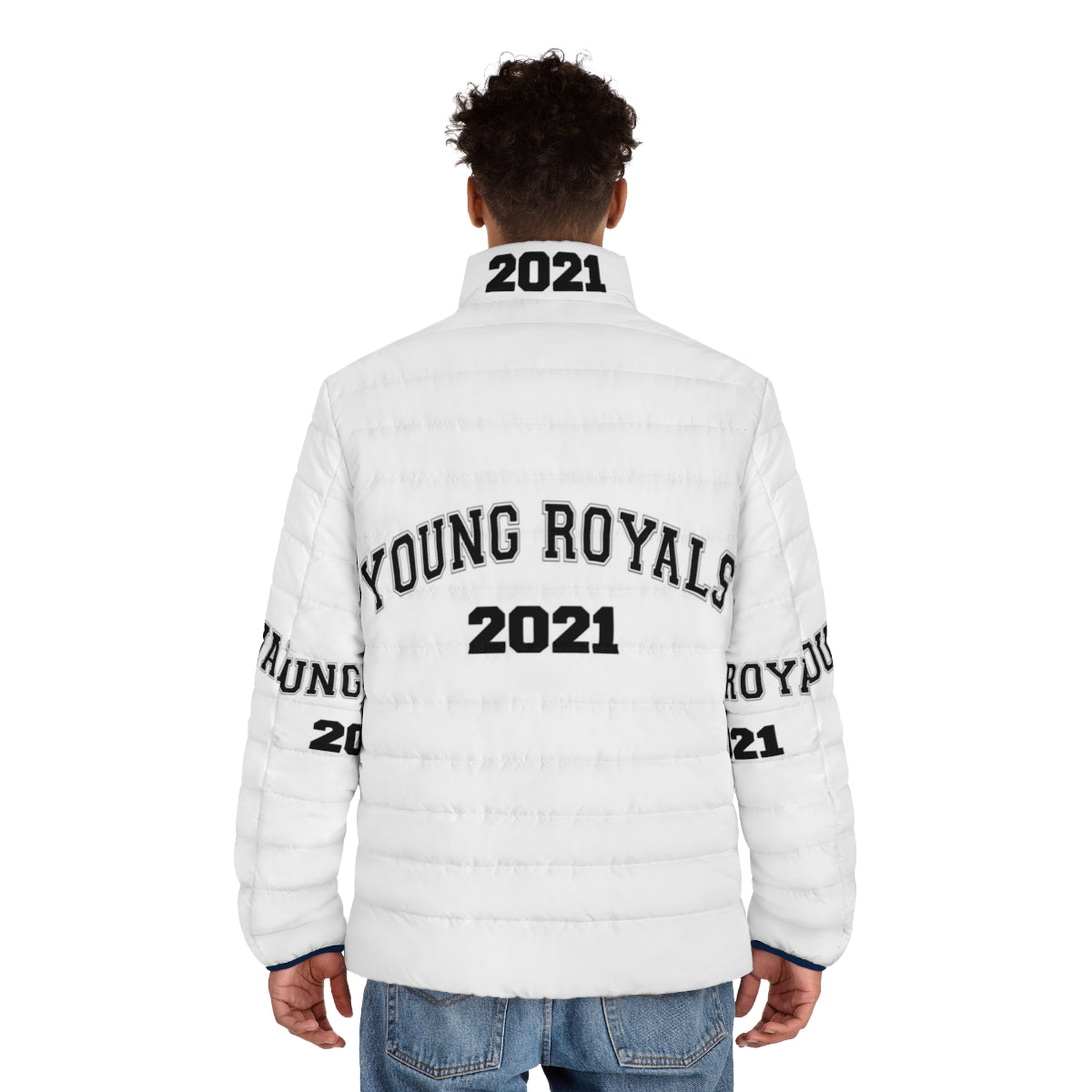 Young Royals Netflix Puffer Jacket featuring Edvin Ryding and Omar Rudberg - men back