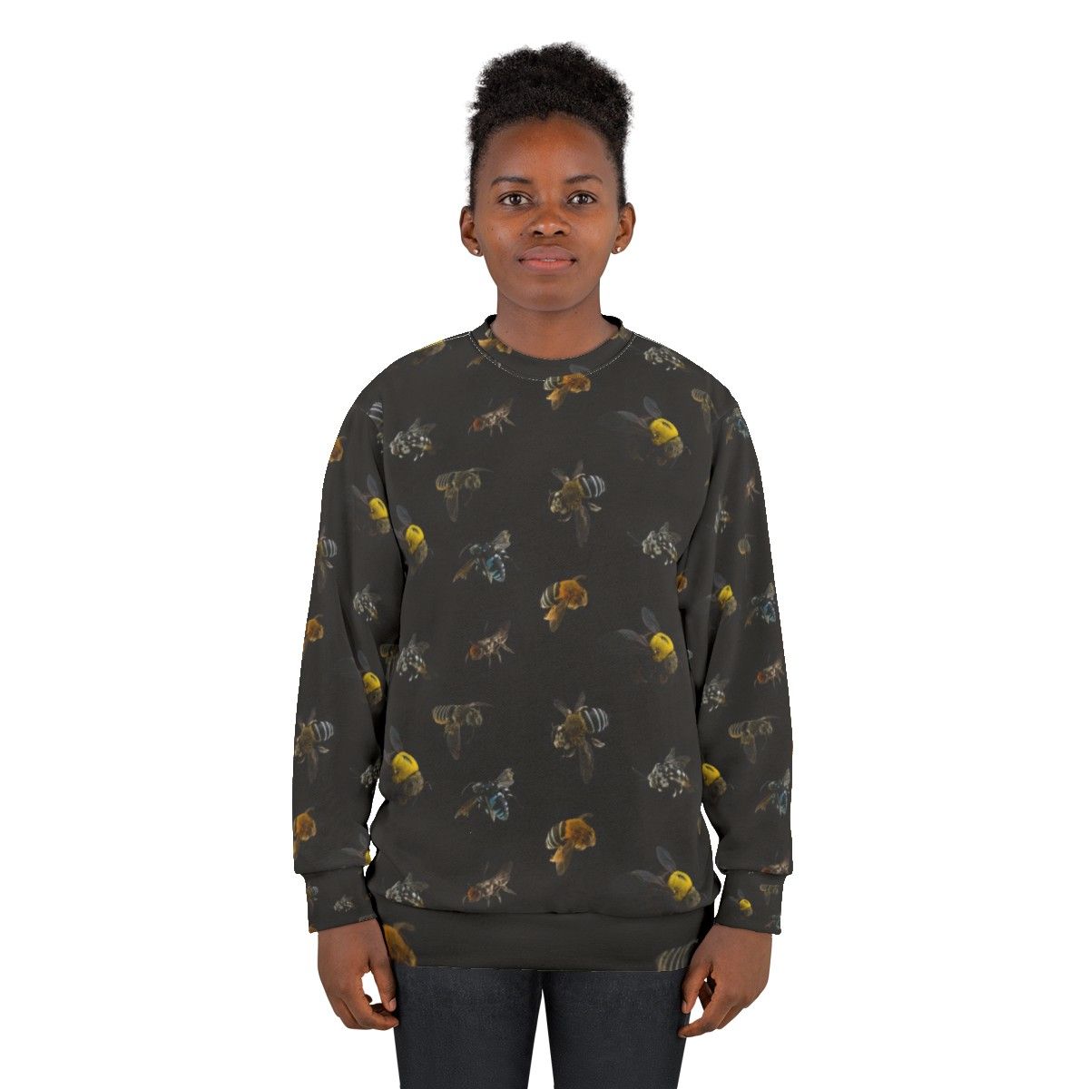 Native Australian bees botanical pattern sweatshirt - women