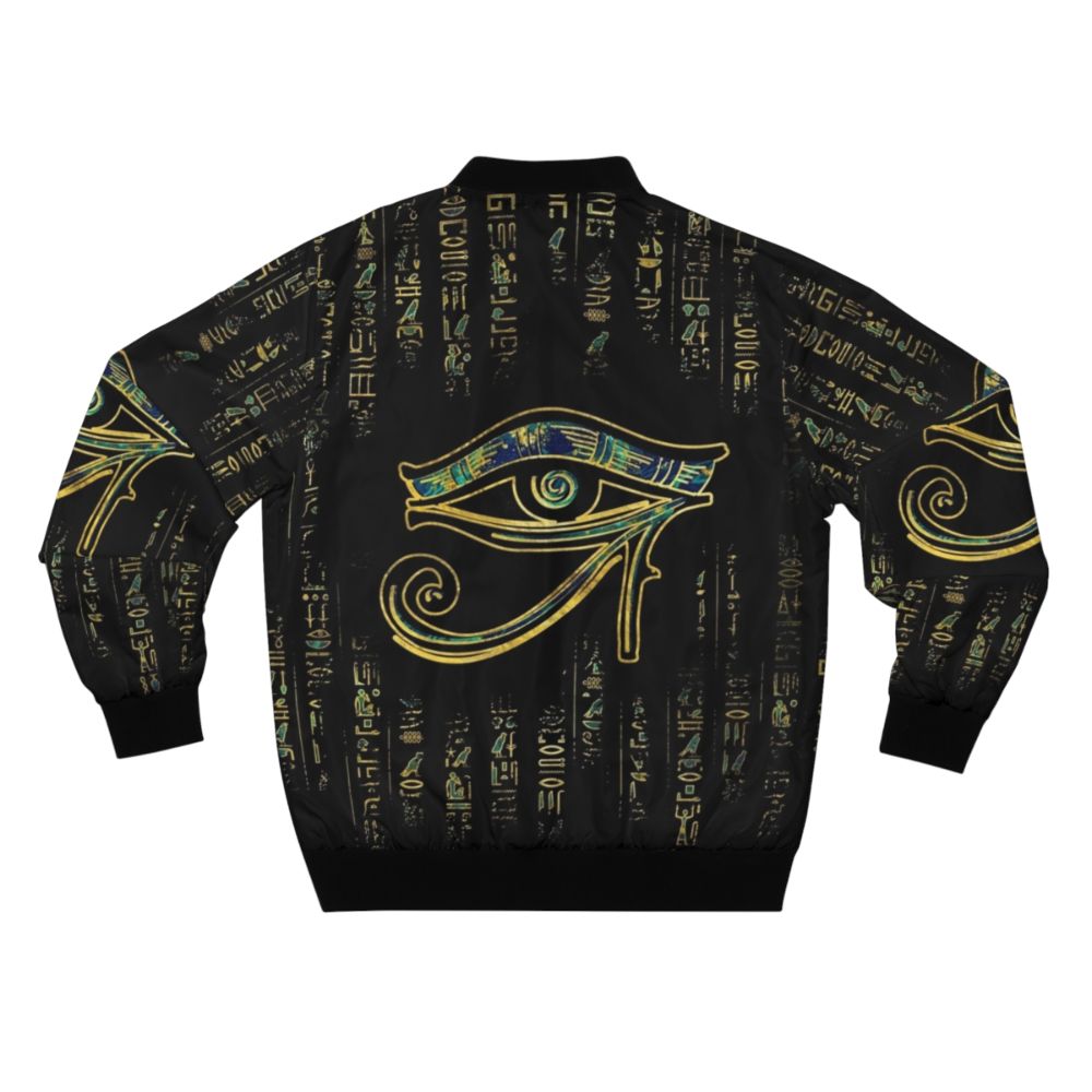 Egyptian Eye of Horus hieroglyphics gold and marble bomber jacket - Back