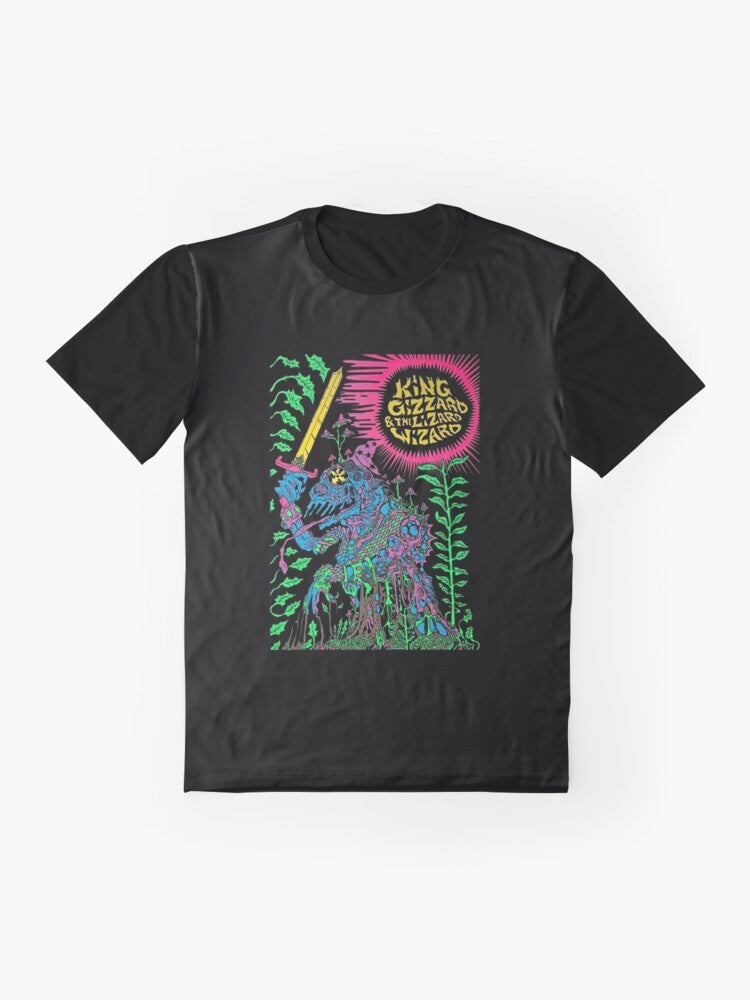 King Gizzard & the Lizard Wizard Graphic T-Shirt, Psychedelic Rock Band Logo Tee - Flat lay