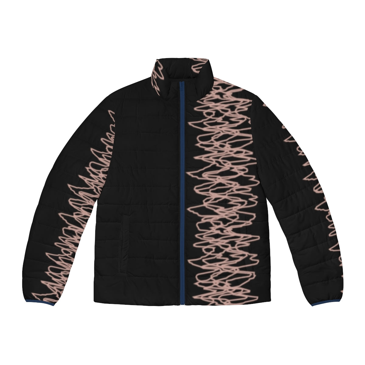 Anime-inspired puffer jacket with shooting star design, featuring characters from FLCL