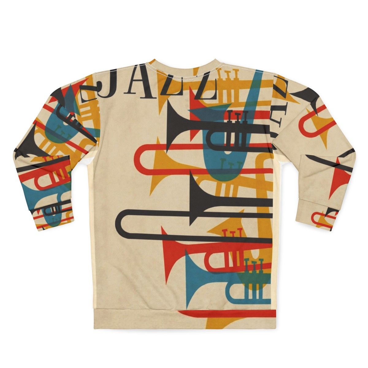 Vintage jazz sweatshirt with saxophone and trumpet design - Back