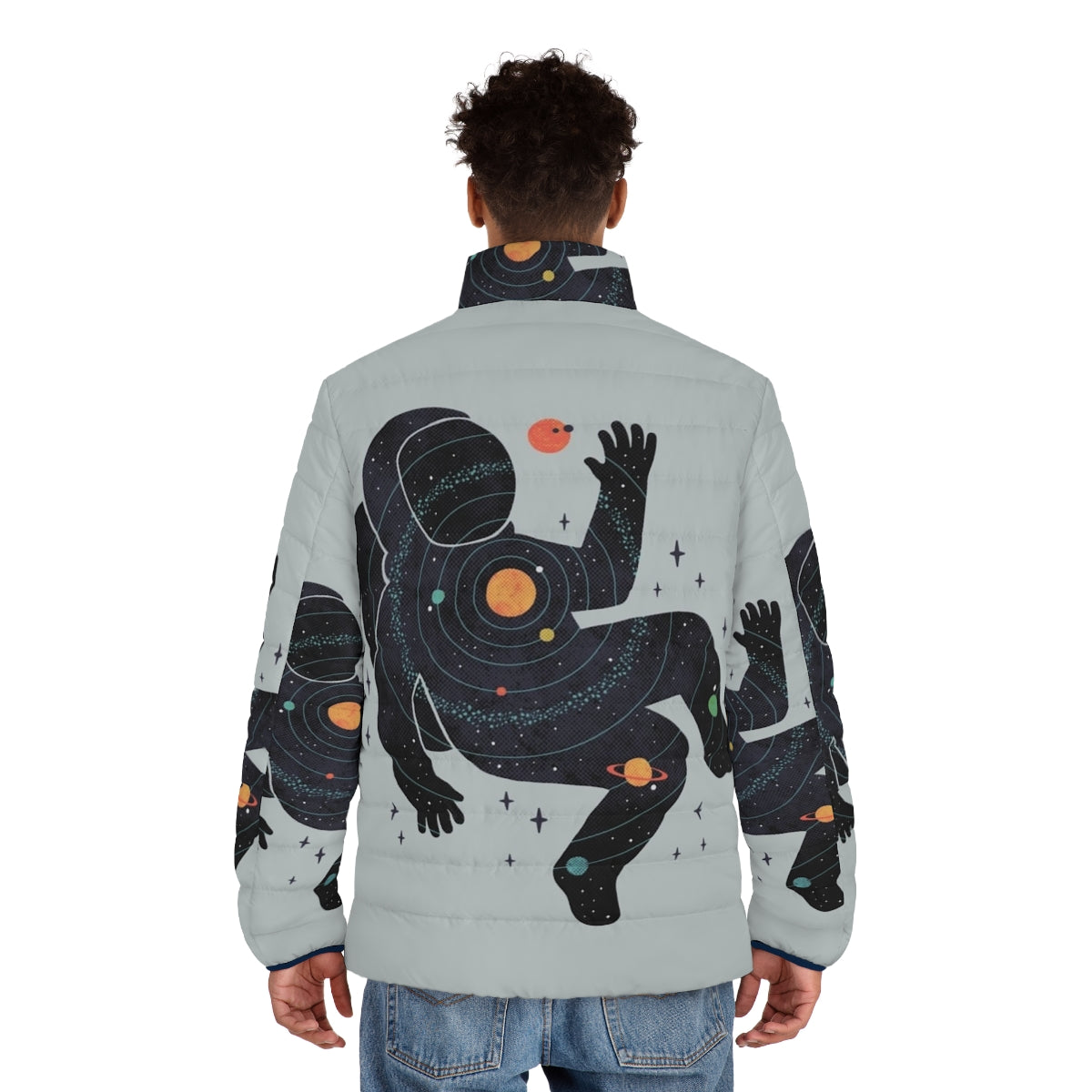 Inner Space Puffer Jacket featuring a minimalist space design - men back