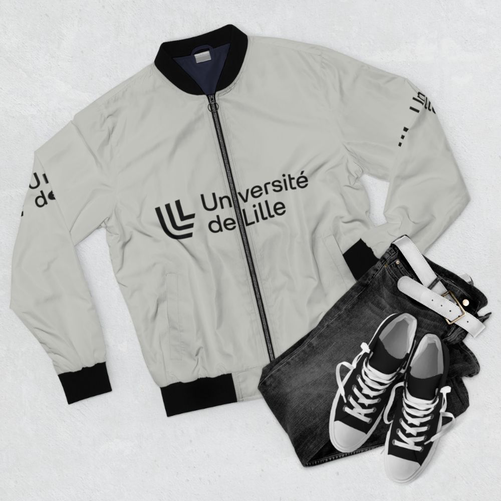 Université de Lille Bomber Jacket - Stylish and Comfortable for Campus Life - Flat lay