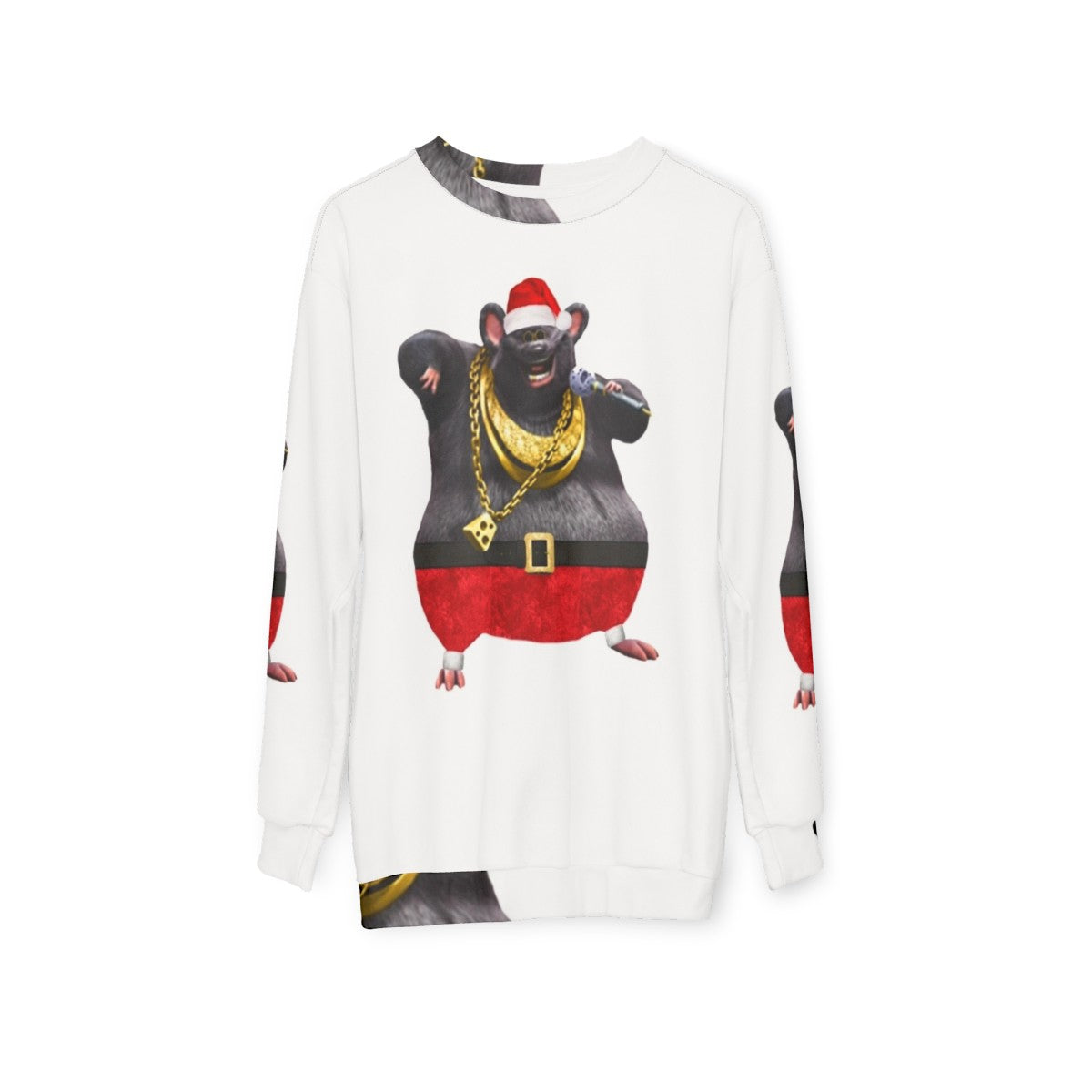 Biggie Cheese Ugly Christmas Sweatshirt - hanging