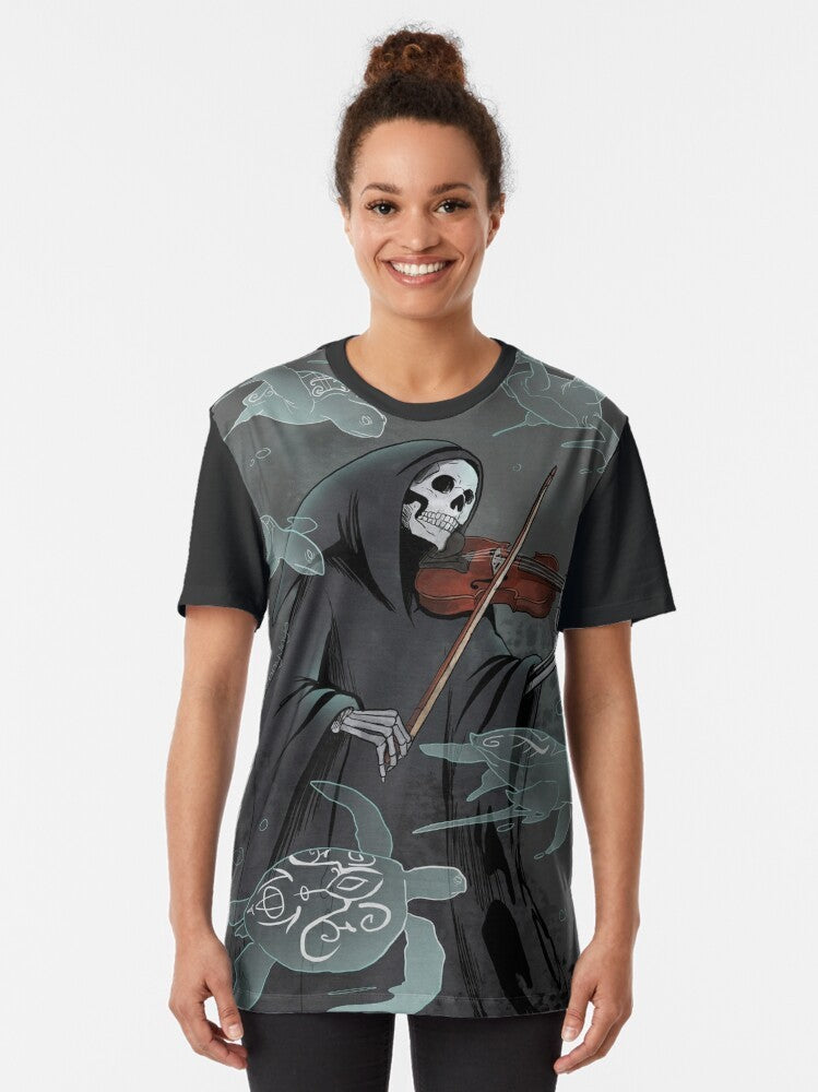 Grim reaper holding a violin with a dark, gothic symphony design - Women