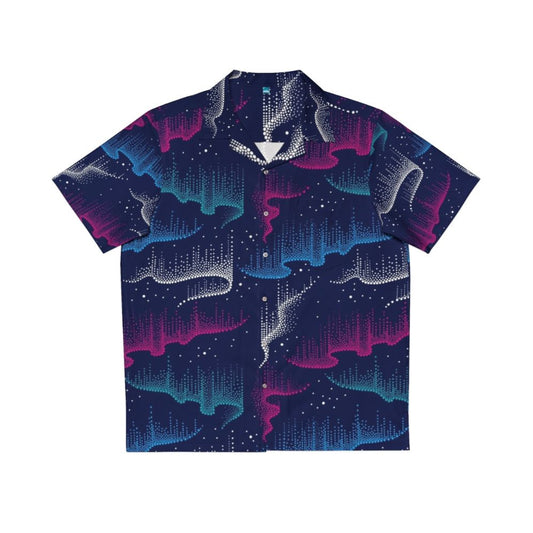 Dotwork Aurora Borealis Hawaiian Shirt with Mesmerizing Northern Lights Pattern