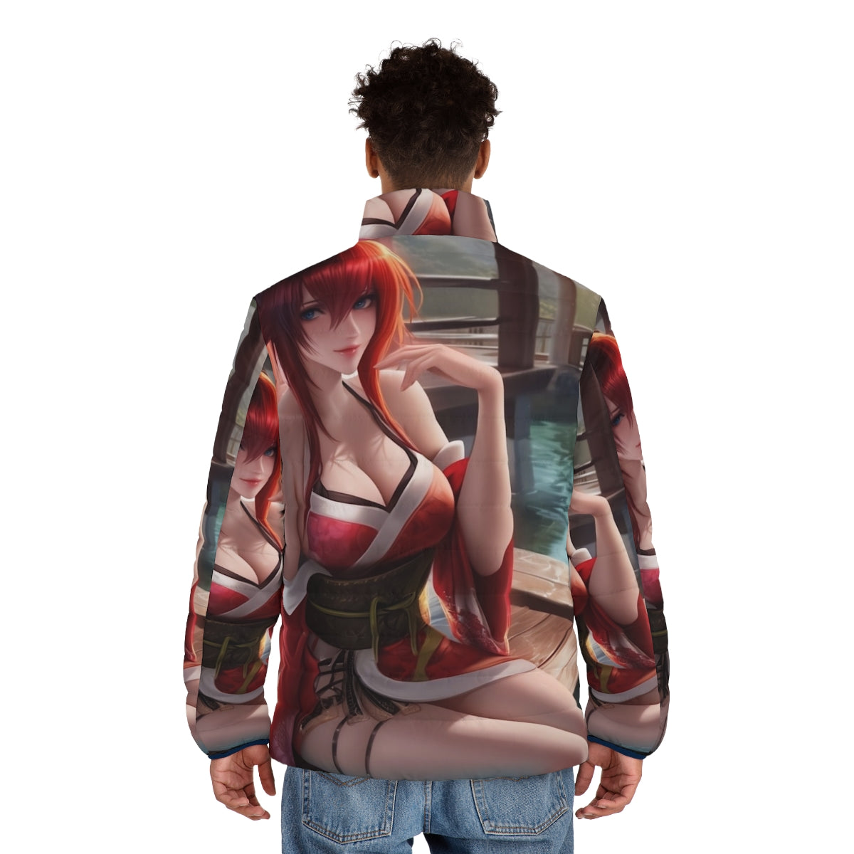 Rias Gremory puffer jacket with anime-inspired design - men back