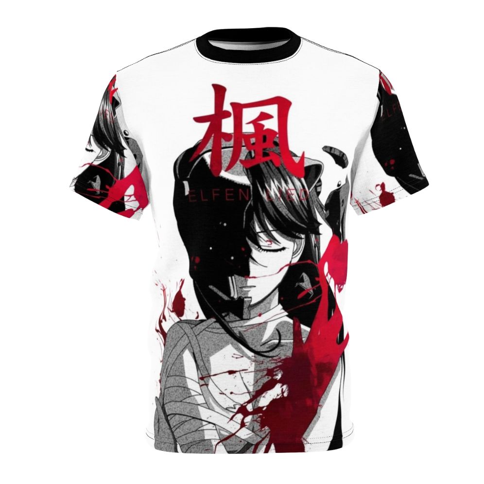 Dark anime-inspired t-shirt with a myriad of monochrome and nuar design elements