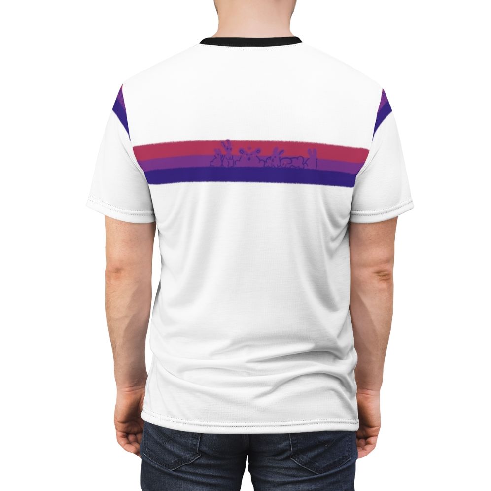 Colorful bisexual pride flag design with cute rabbits or bunnies - men back