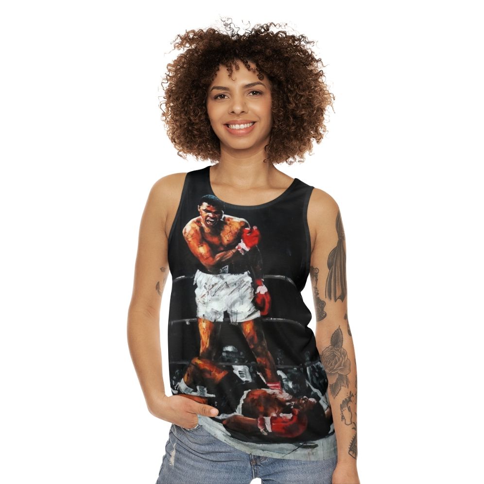 Muhammad Ali knocking out Sonny Liston sports boxing tank top - women