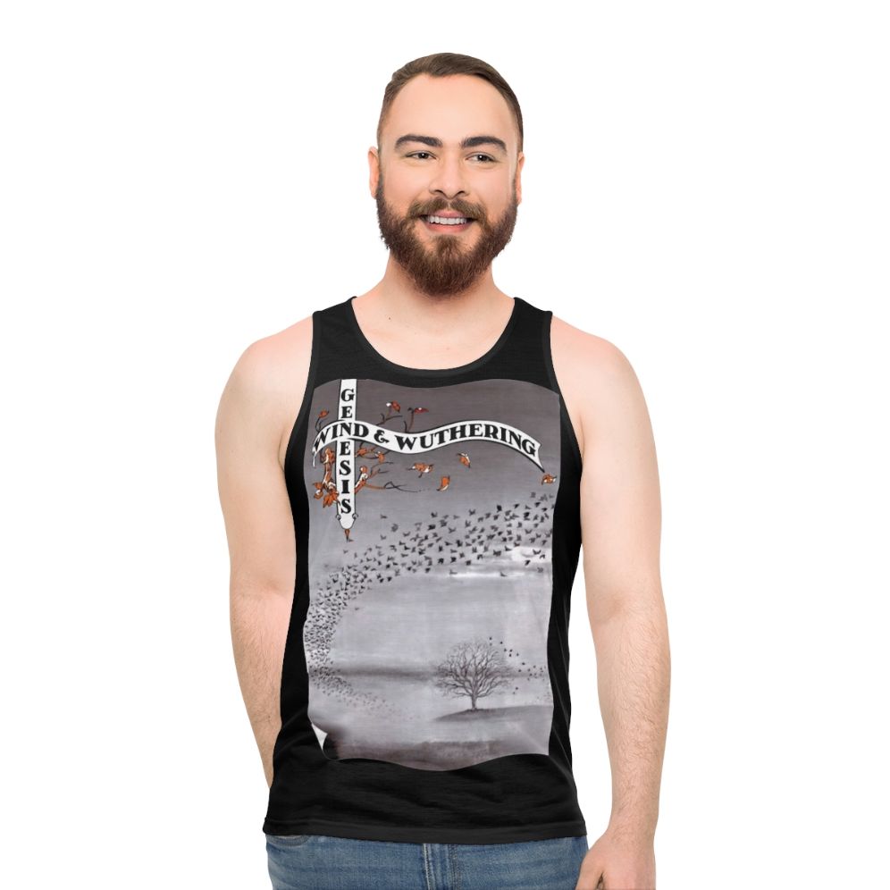 Vintage 'Wind and Wuthering' unisex tank top featuring Genesis album artwork - men